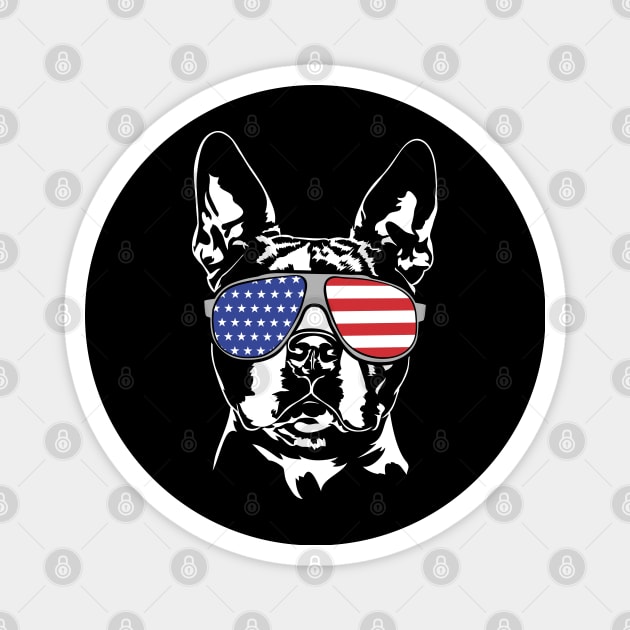 Patriotic Boston Terrier with American Flag sunglasses Magnet by wilsigns